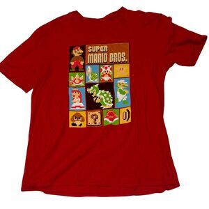 Super Mario Bros Nintendo T Shirt Adult Medium- Red Tee